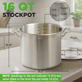 NutriChef stockpot ergonomic stainless handles for comfortable lifting