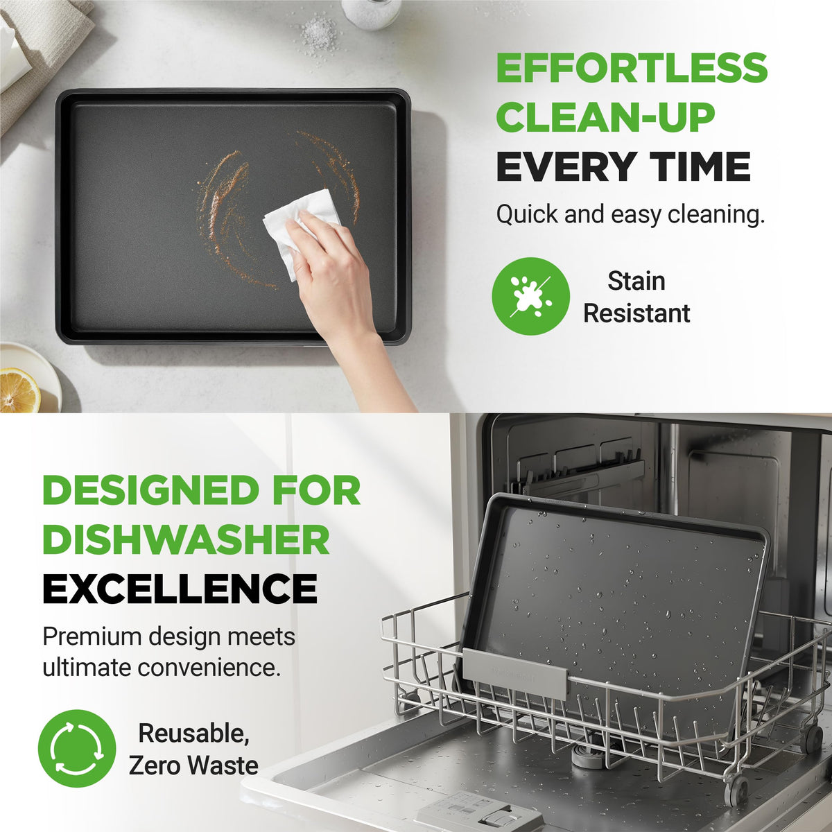NutriChef 22x16 inch pan size offering broad workspace for sheet recipes.