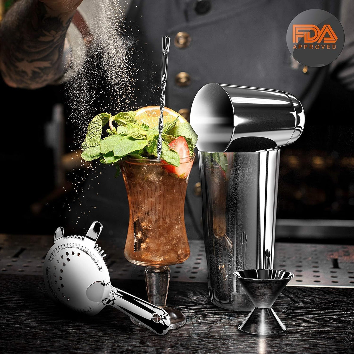 NutriChef six pour spouts for controlled liquor pours.