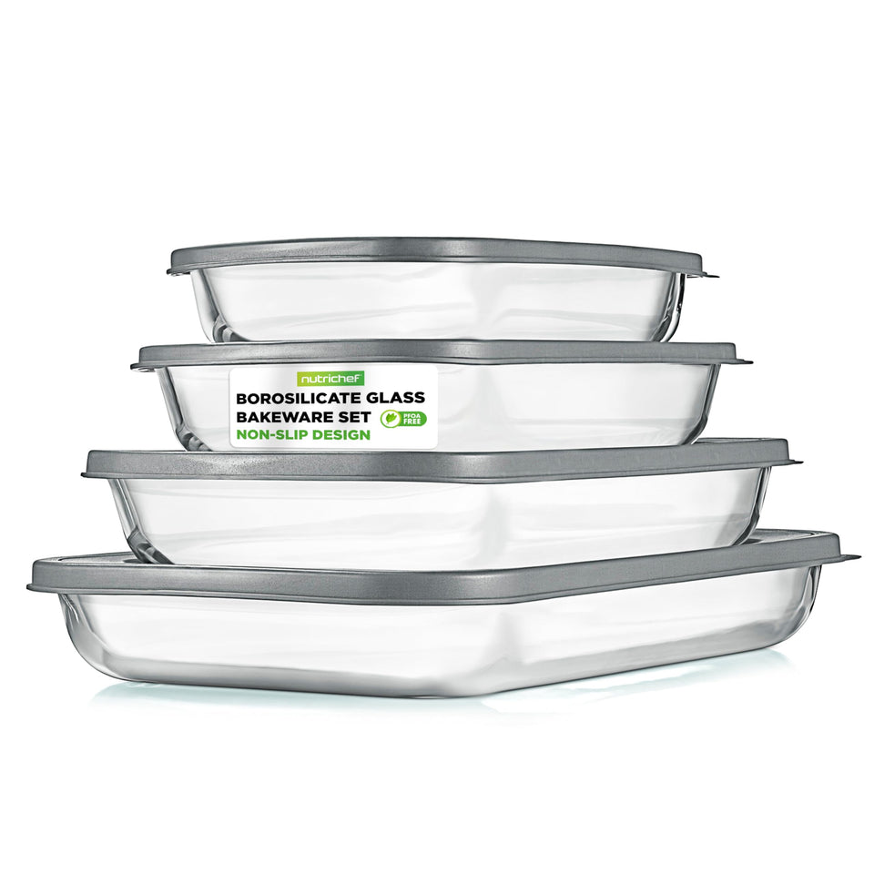 NutriChef 0.9-quart rectangular bakeware with lid for casseroles and leftovers.