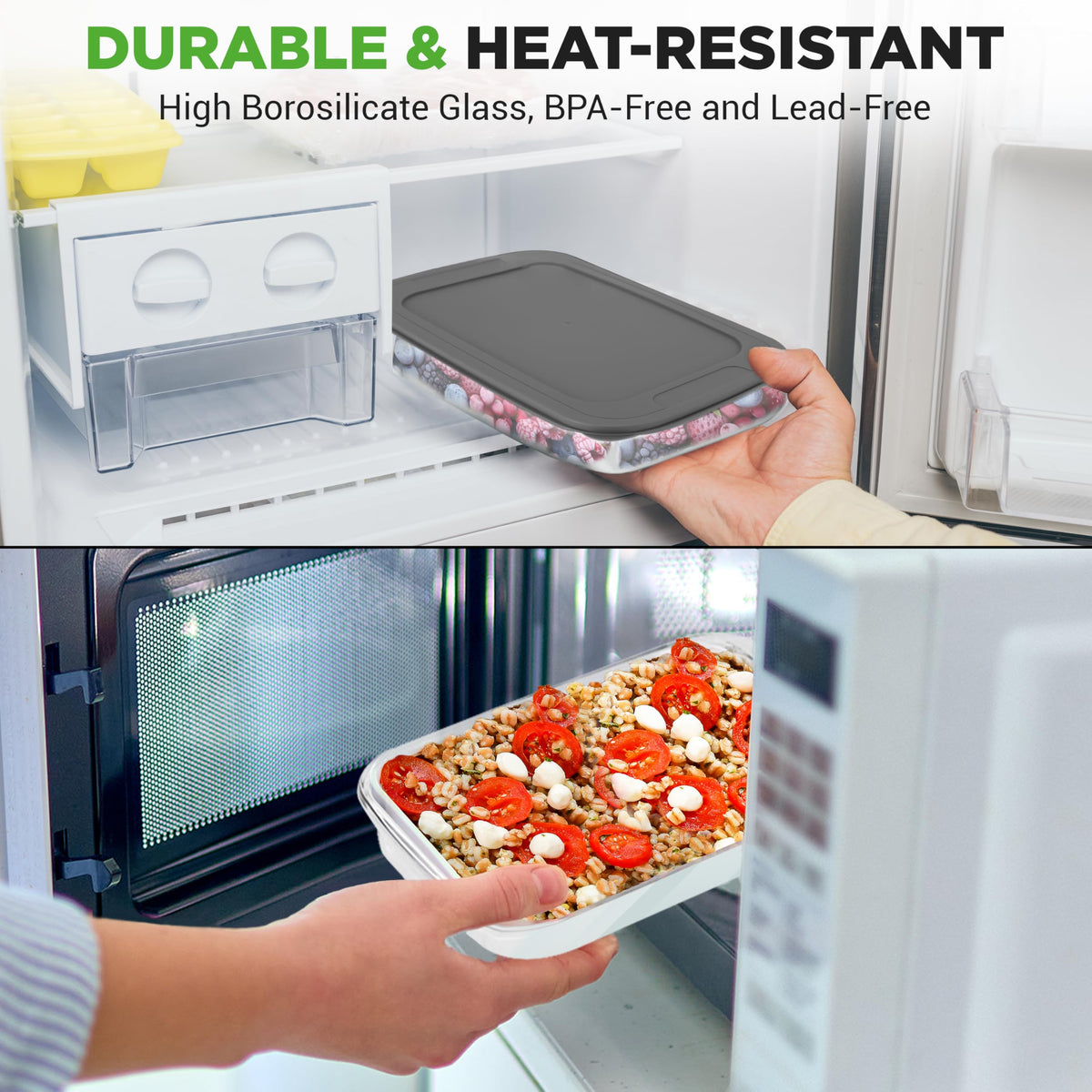 NutriChef 3.2-quart rectangular bakeware with lid for versatile large meals.