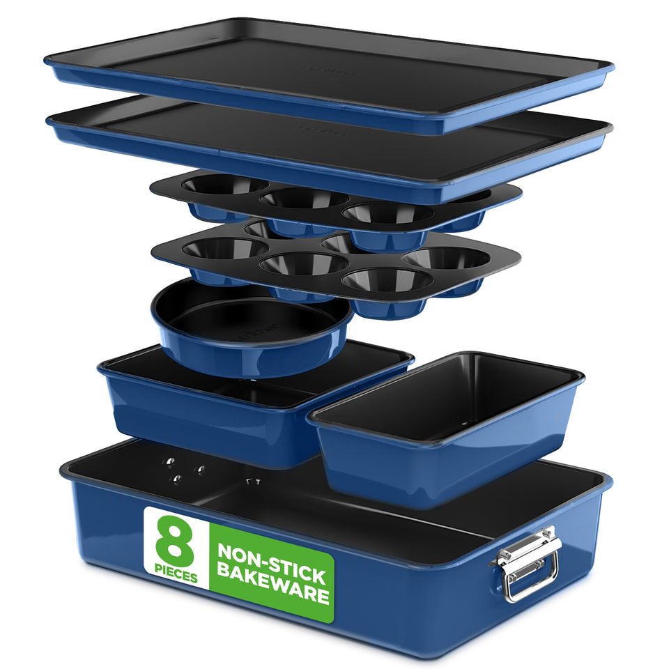 NutriChef 8-piece bakeware set with nonstick coating for easy food release