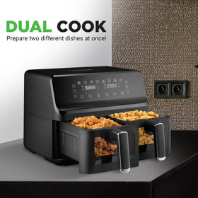 NutriChef air fryer control panel showing 9 presets for versatile cooking