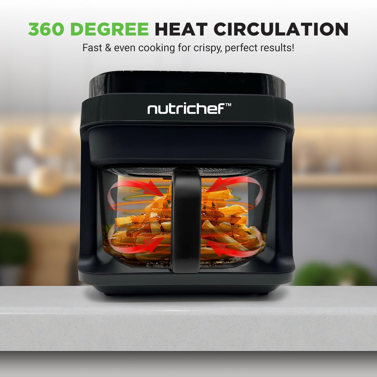 NutriChef air fryer LED touch screen with precise controls