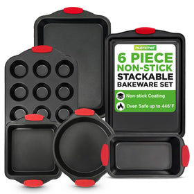 NutriChef Baking Pans Set 6-Piece overview with durable carbon steel for even heating and easy release.
