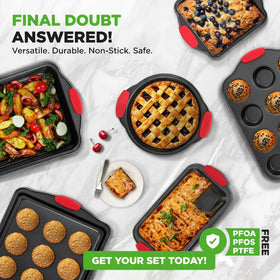 NutriChef round pan features nonstick surface for quick bake and easy cleanup.