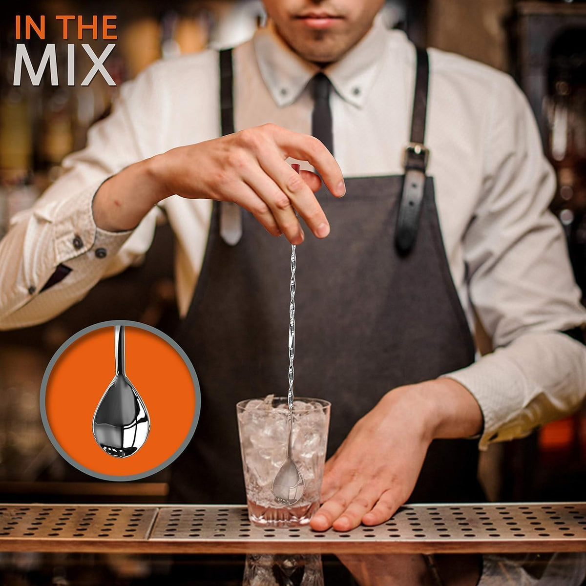 NutriChef bar spoon for layering and stirring precise cocktails.