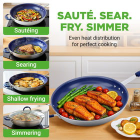 NutriChef blue silicone handle — cool-touch grip for comfortable cooks