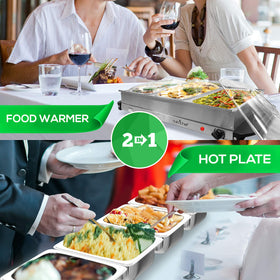 NutriChef buffet warmer featuring 3 see‑through lids for easy food monitoring.