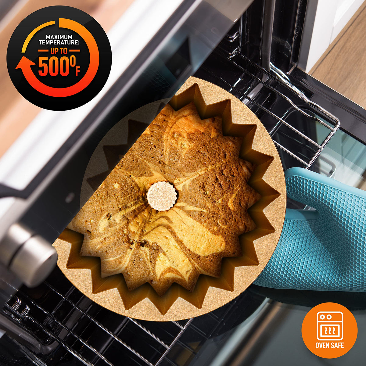 NutriChef cake pan features a fluted wreath design for elegant presentation