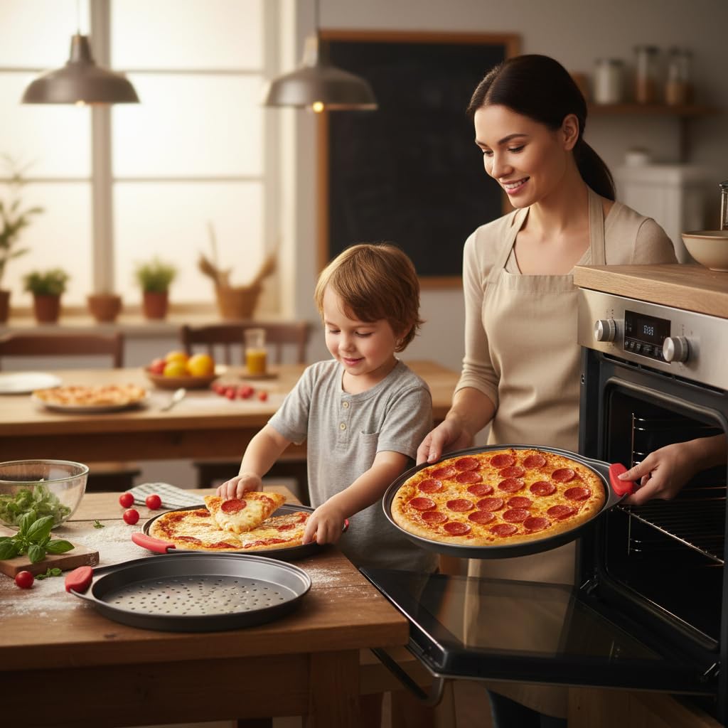 NutriChef carbon steel pizza tray delivers durable bakeware performance