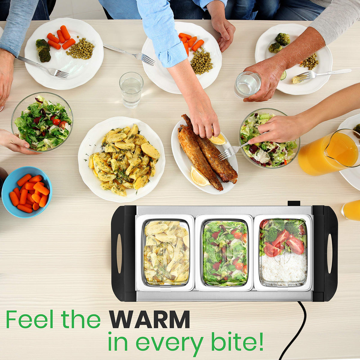 NutriChef see‑through lids enabling quick preview of food options.