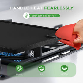 NutriChef cast iron griddle fits over two burners for indoor or outdoor use