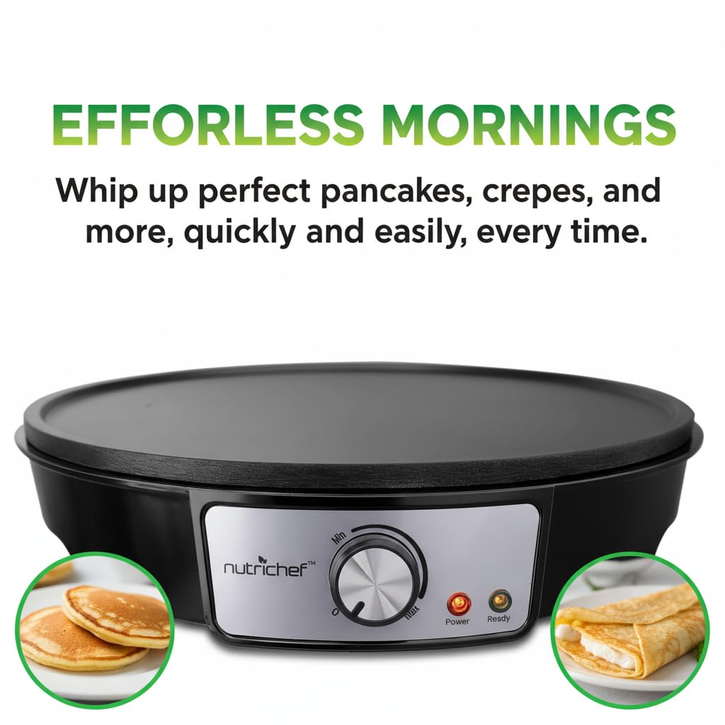 NutriChef crepe pan nonstick surface for easy flipping