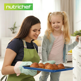 NutriChef deep baking pan stacked to save cabinet space