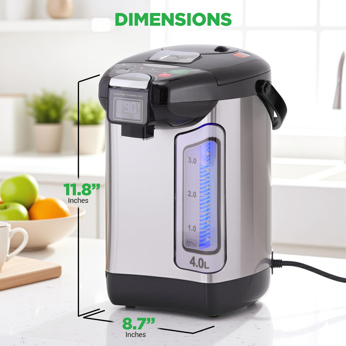 NutriChef digital water boiler keep-warm mode ready hot water anytime
