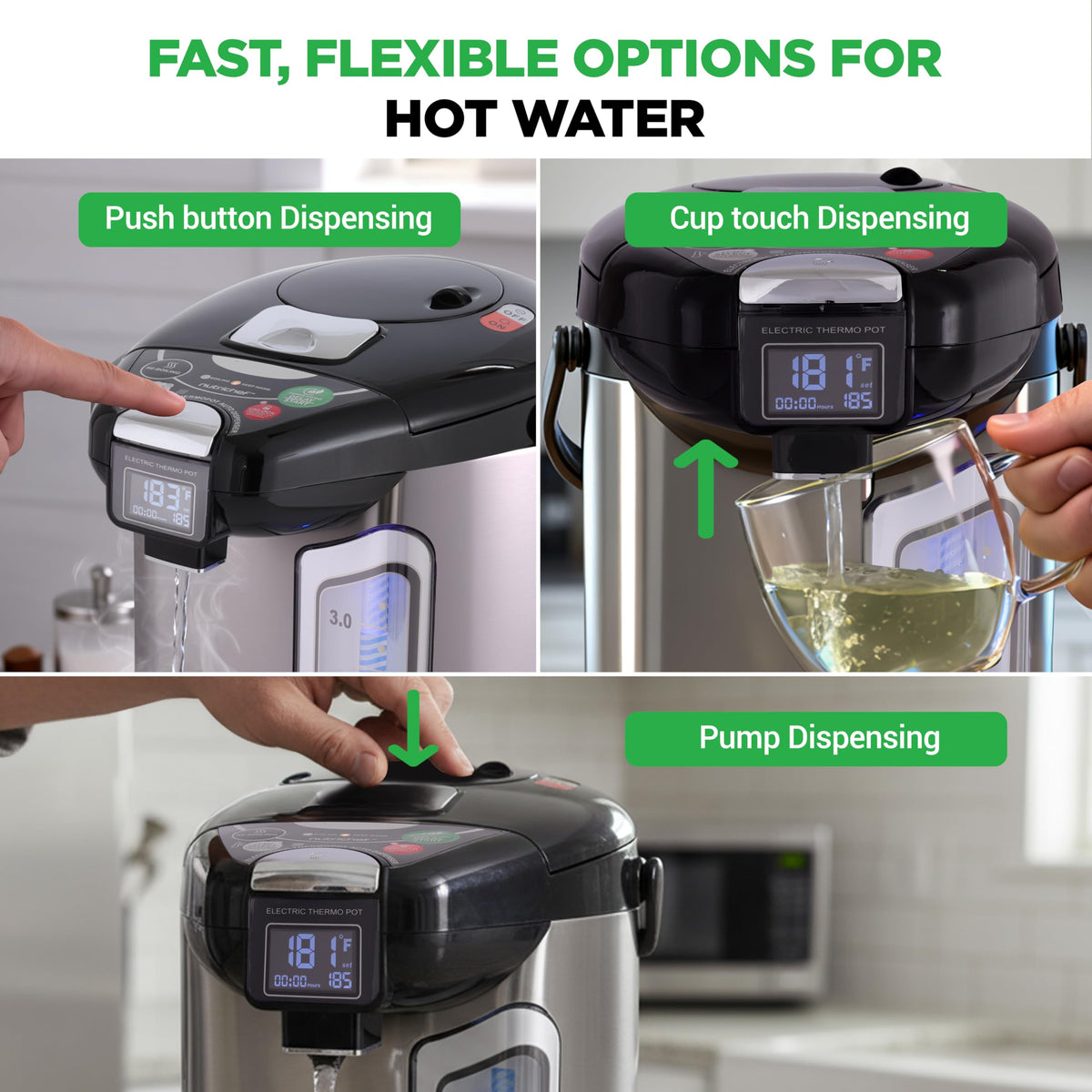 NutriChef digital water boiler rotating base enables reach from any angle