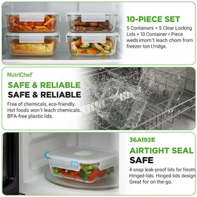 NutriChef dishwasher-safe glass container for easy cleaning and reuse.