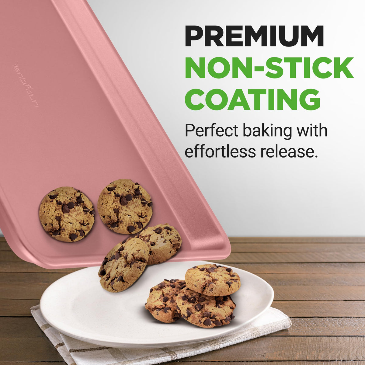 NutriChef dishwasher-safe cookie sheets simplify cleanup after baking