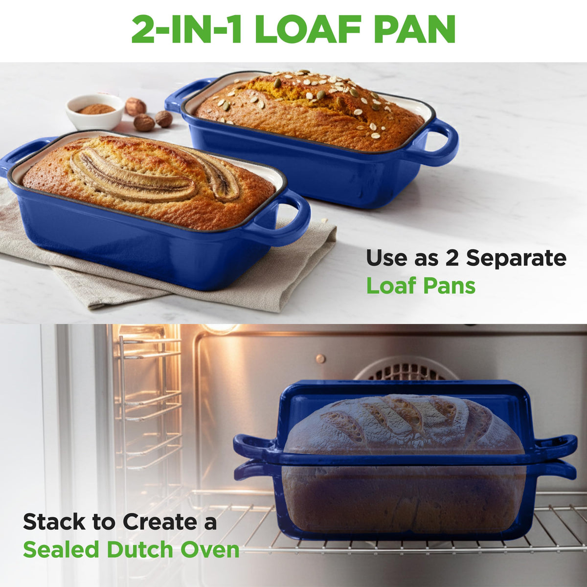 NutriChef dual-function lid loaf pan for stacked baking options