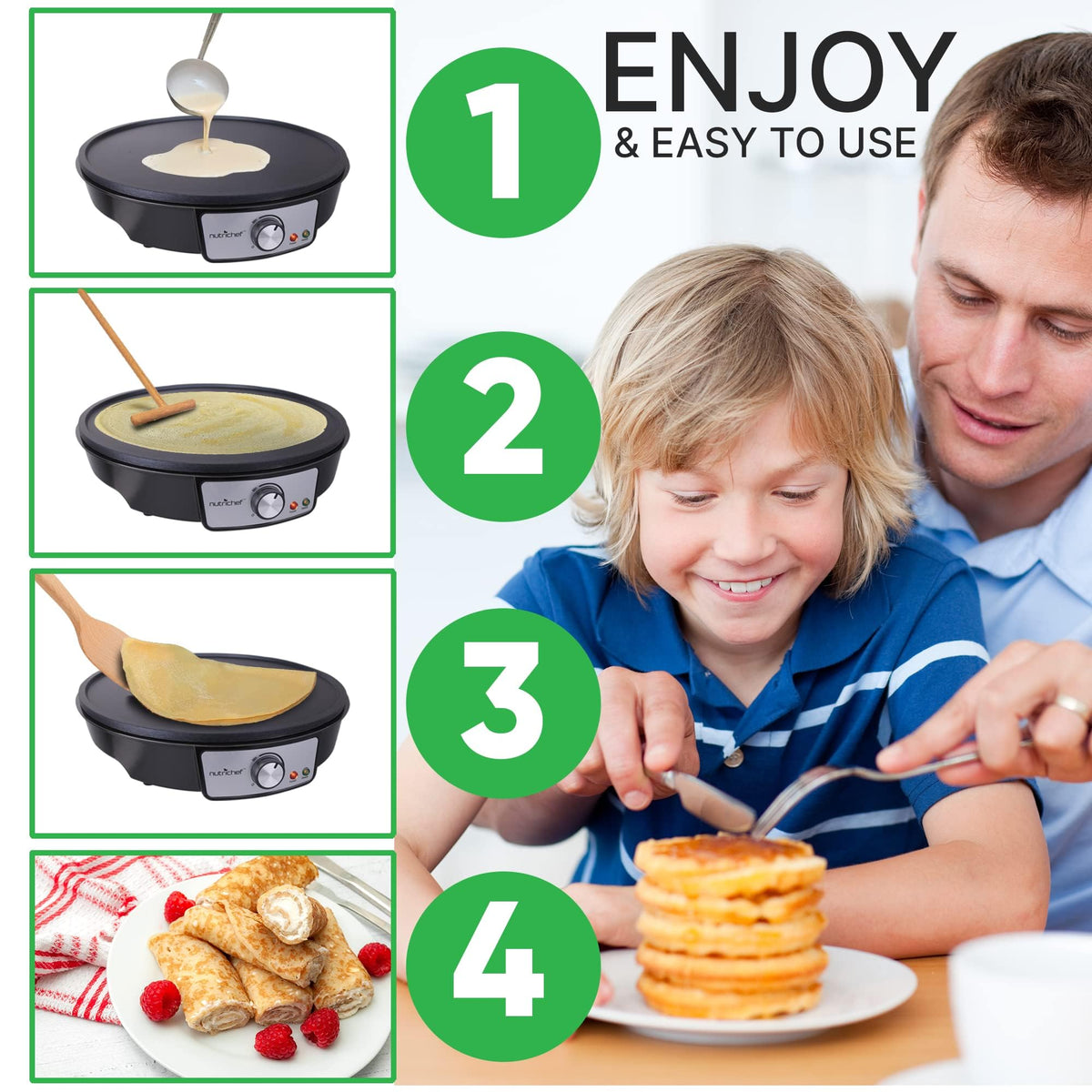 NutriChef crepe maker heat dial showing adjustable temperature control