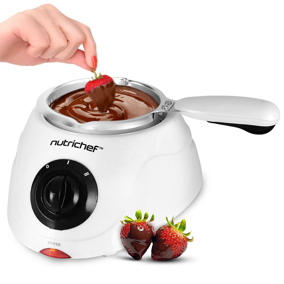 NutriChef electric fondue pot melting chocolate for dipping night.