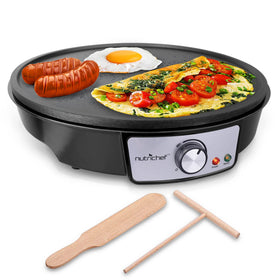 NutriChef Electric Griddle 12-inch surface for easy crepes, pancakes, and quick family breakfasts.