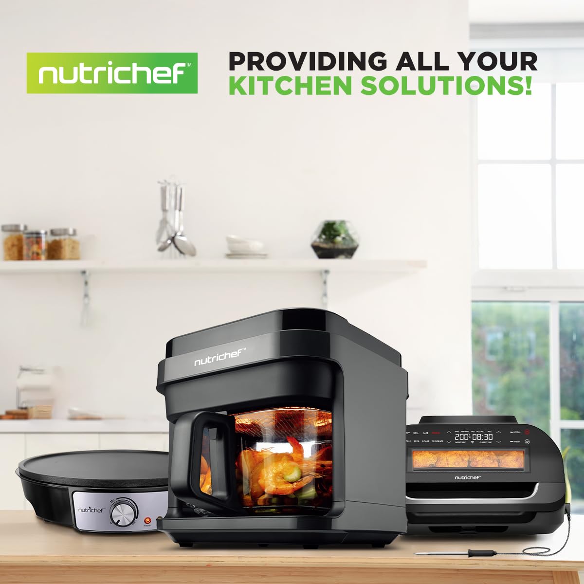 NutriChef grey compact design air fryer suitable for small kitchens