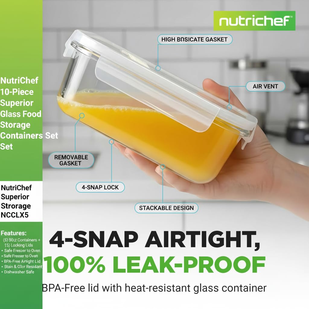 NutriChef high borosilicate glass resists temperature changes safely.