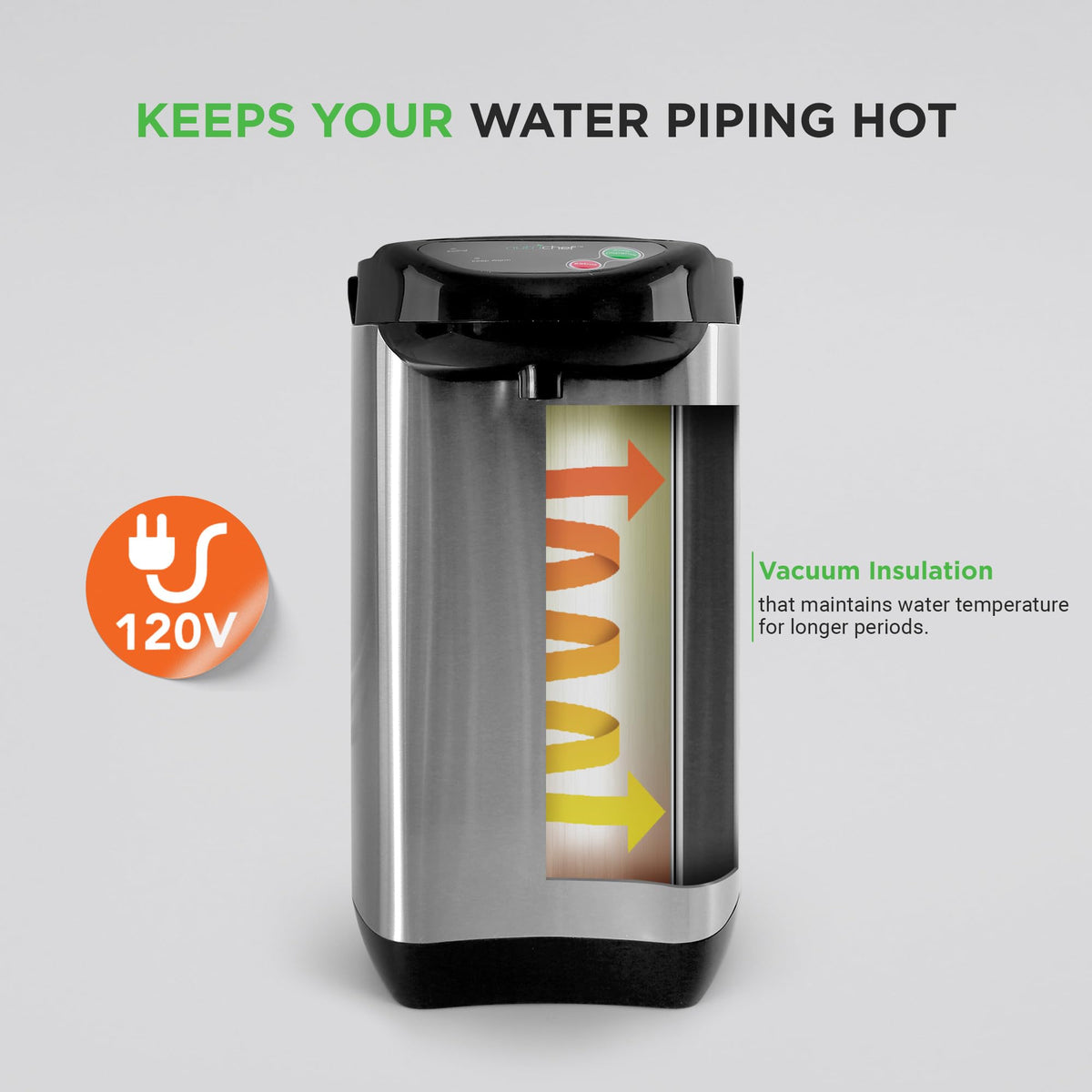 NutriChef hot water urn pot safety lock on lid for child safety