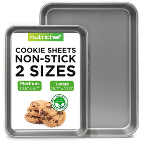 NutriChef large bake pan front view with nonstick surface for easy release