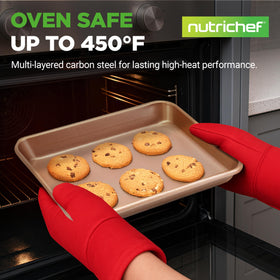 NutriChef large cookie sheet front view ready for batch baking.