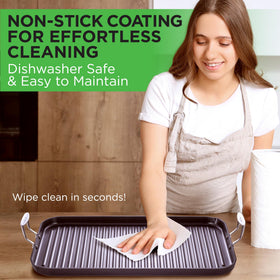 NutriChef wide 22x12.5 inch grill pan ideal for family meals and larger batches.