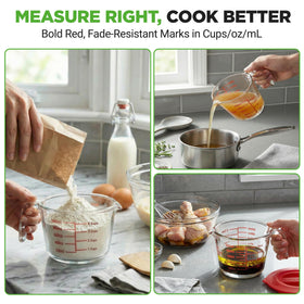 NutriChef measuring cup with lid for secure storage of sauces and marinades.