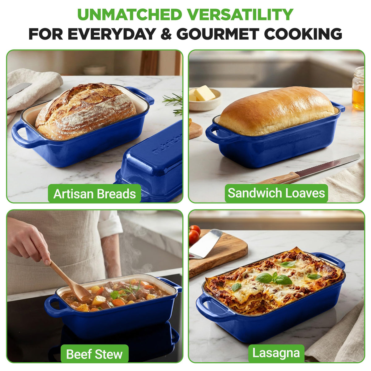 NutriChef loaf pan with lid for moisture retention and versatile use
