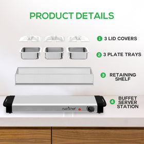 NutriChef warmer reaching 175°F to keep dishes safely warm during service.