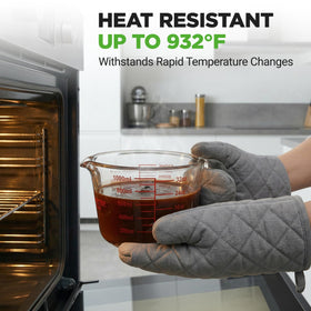 NutriChef glass measuring cup is dishwasher-safe and resists odors and stains after cleaning.