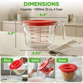 NutriChef measuring cup stackable design saves counter space and stores neatly.