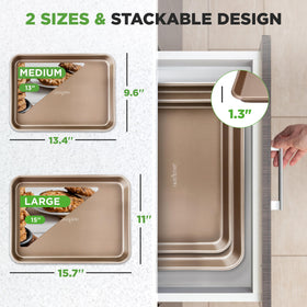 NutriChef medium cookie sheet front view ideal for sheet pan meals.