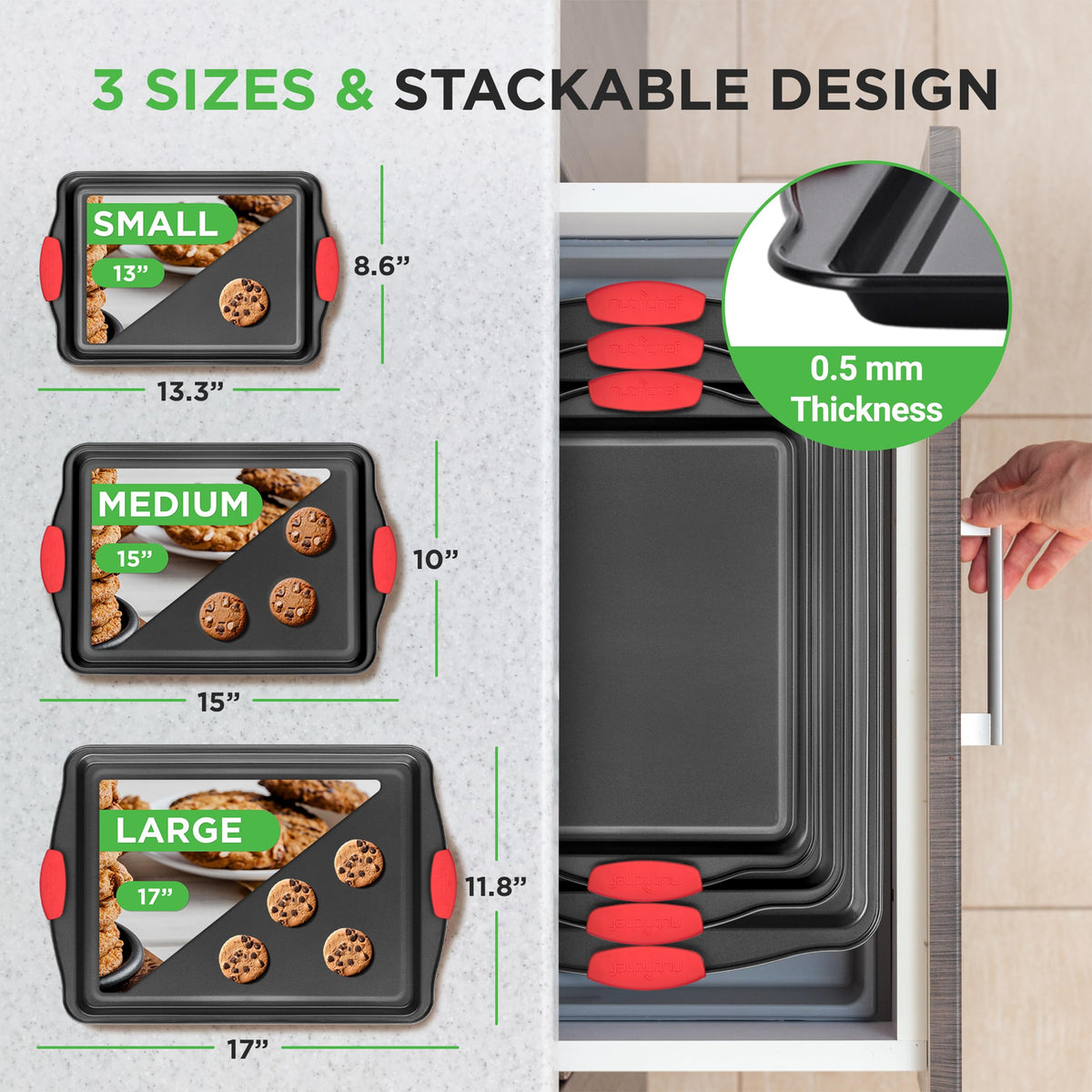 NutriChef medium nonstick cookie pan with easy release