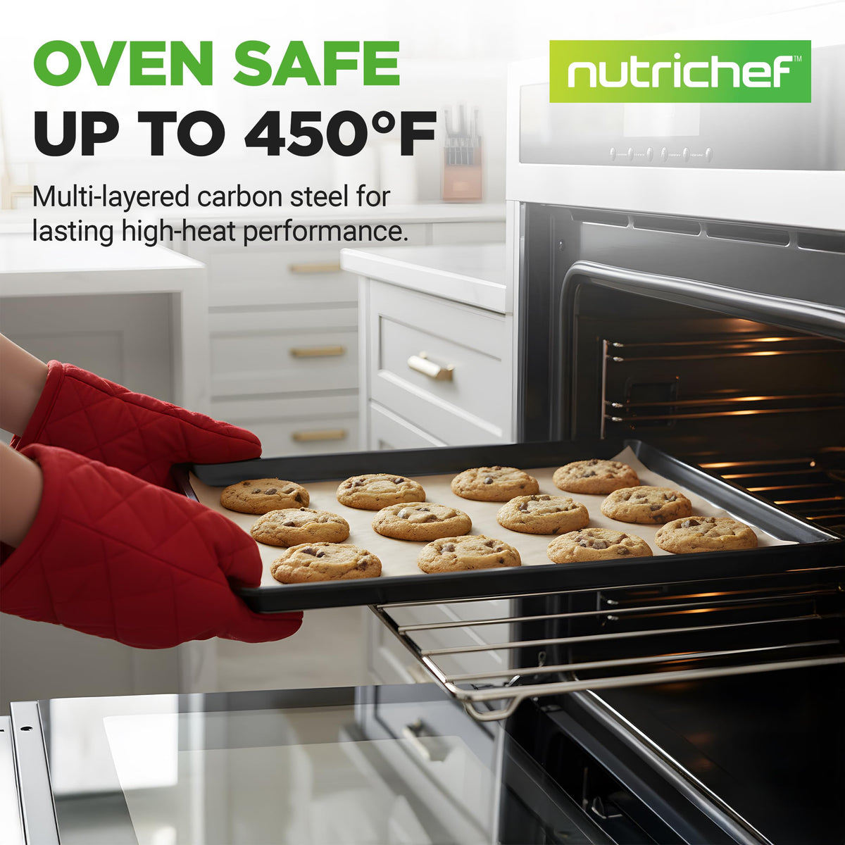 NutriChef Mega Bake Pan with durable metallic coating for long-lasting use.