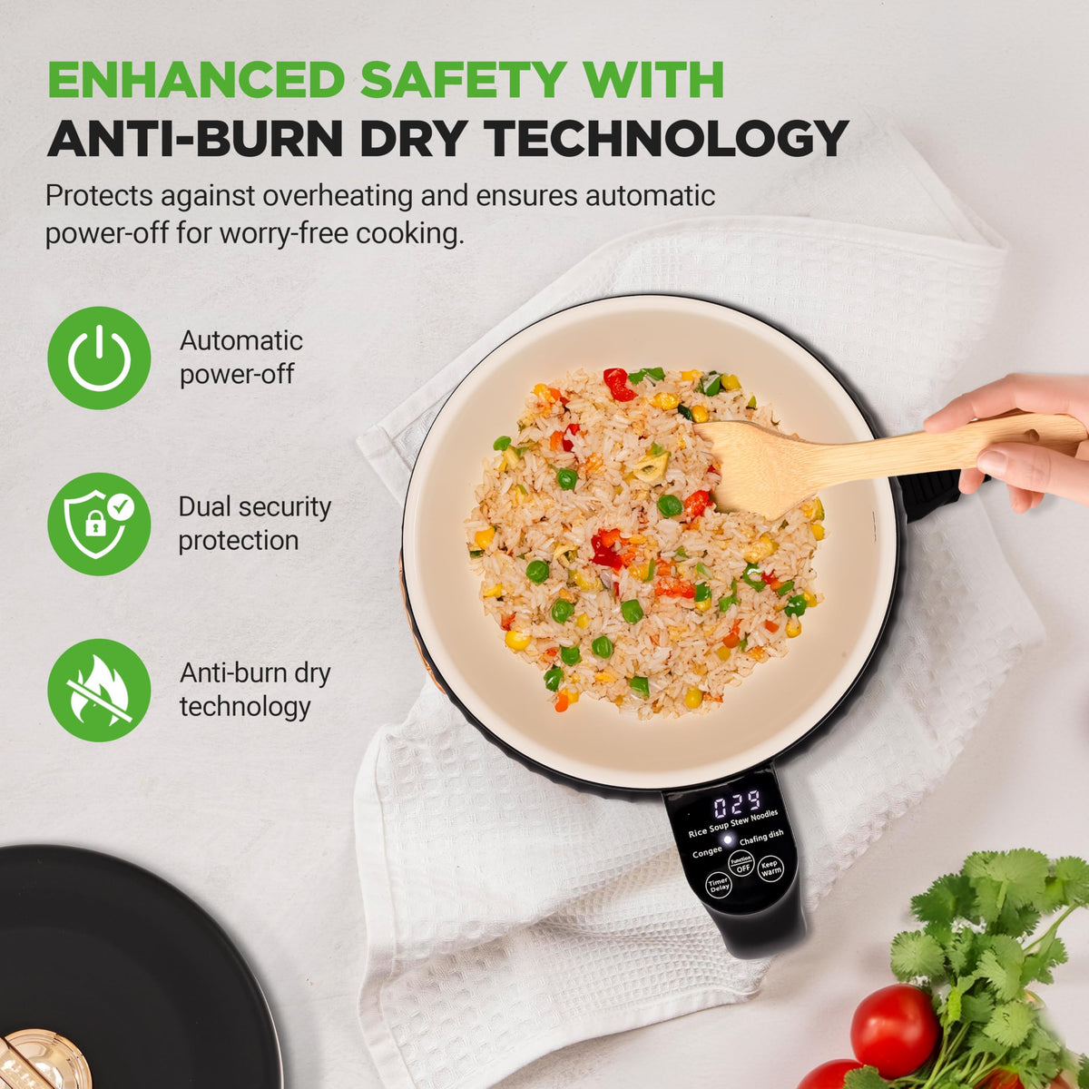 NutriChef non-stick ceramic coating inside eases cleaning and prevents sticking.