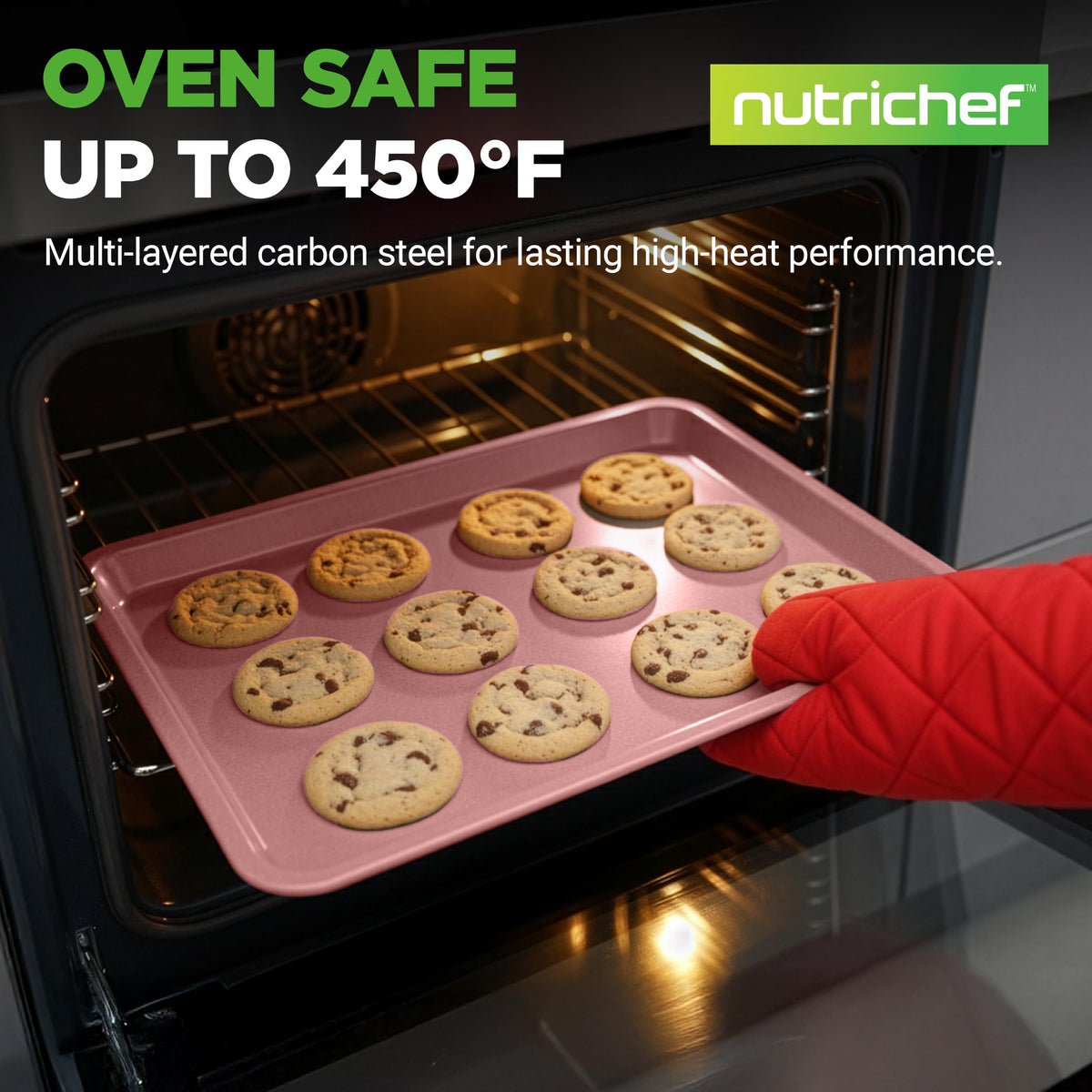 NutriChef nonstick cookie sheet medium ready for quick baking