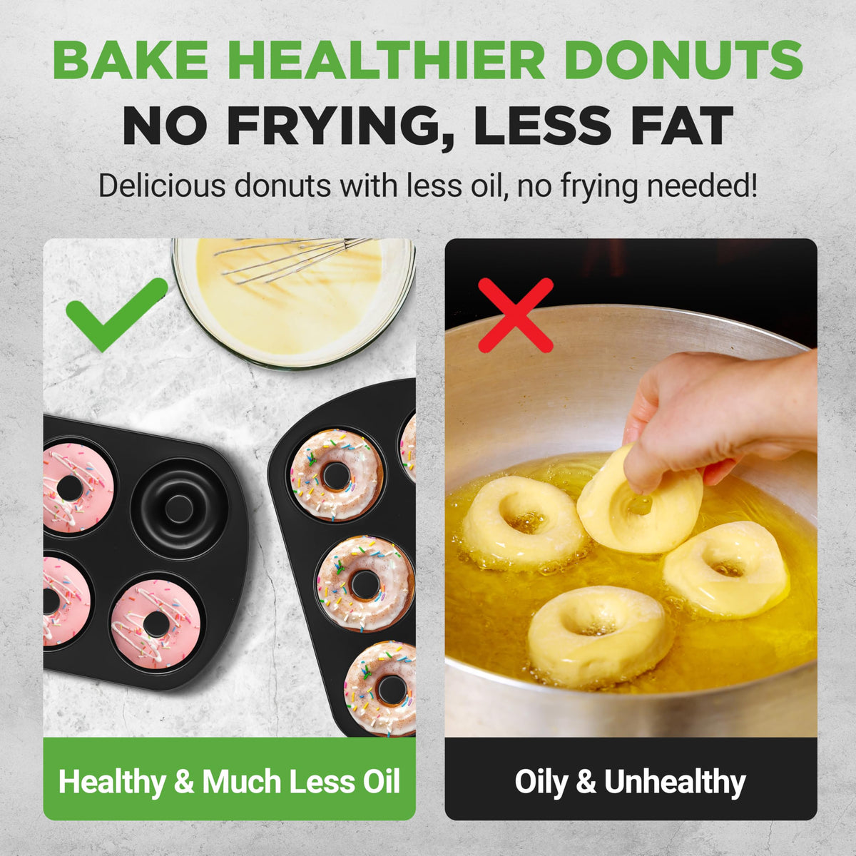NutriChef nonstick donut pans baked donuts plated with uniform texture and shape