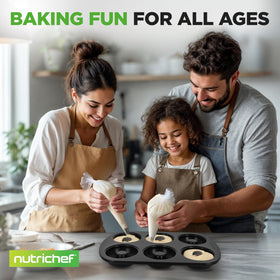 NutriChef donut pans dishwasher-safe label to simplify cleanup after baking