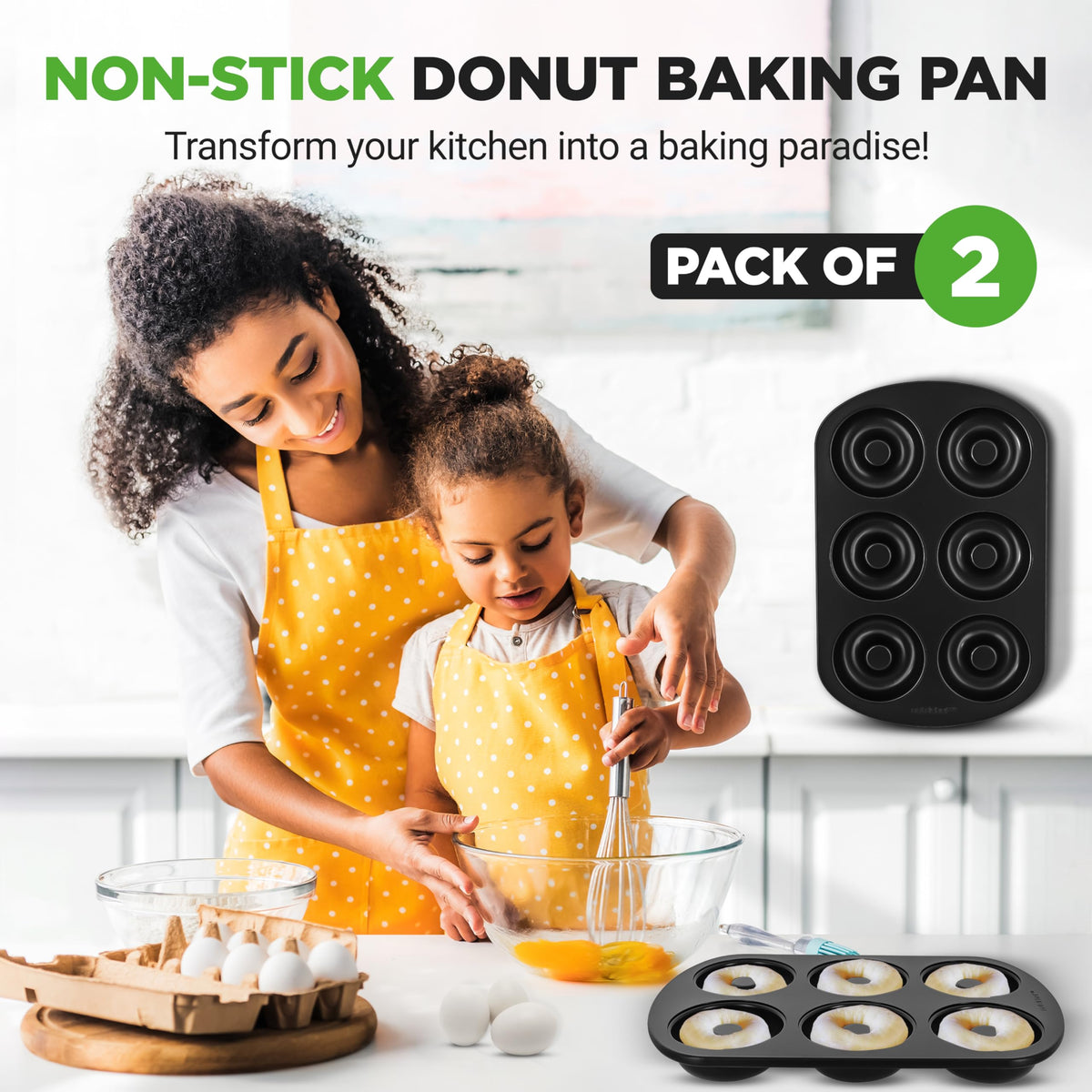 NutriChef donut pans hole close-up showing smooth nonstick surface for clean pops