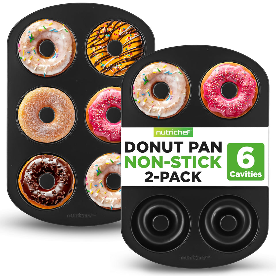 NutriChef nonstick donut pans outer view for even baking and easy release