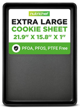 NutriChef nonstick XL cookie sheet pan for large-batch baking and easy release.