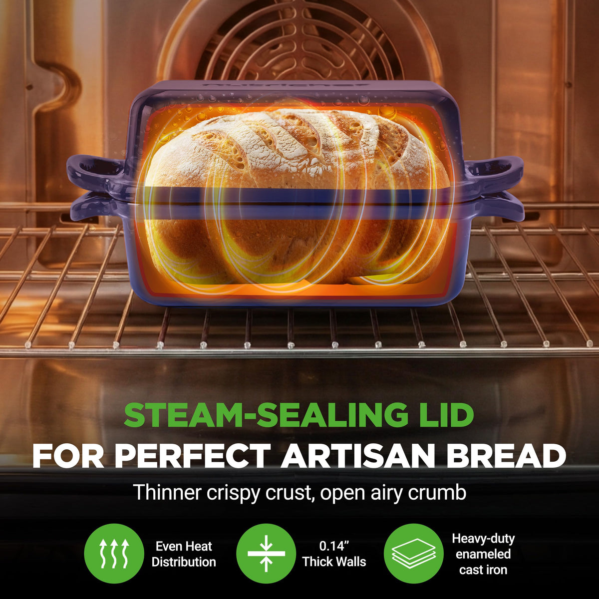 NutriChef oven-safe cast iron pan withstands high heat