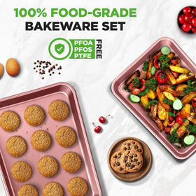 NutriChef rimmed border cookie sheets prevent parchment slips